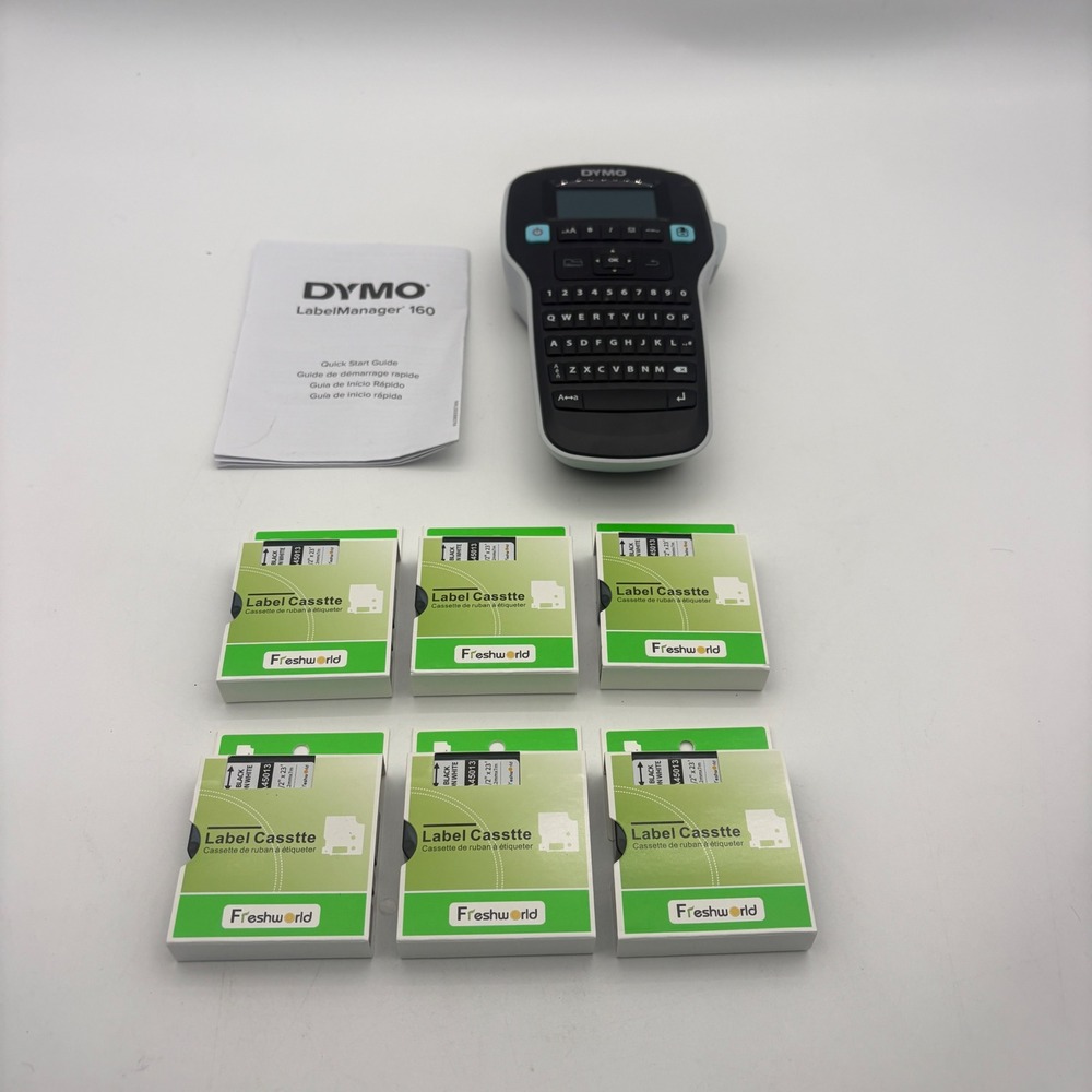 DYMO LabelManager 160 Handheld Label Maker Bundle with 6 Tape Refills Black/Gray